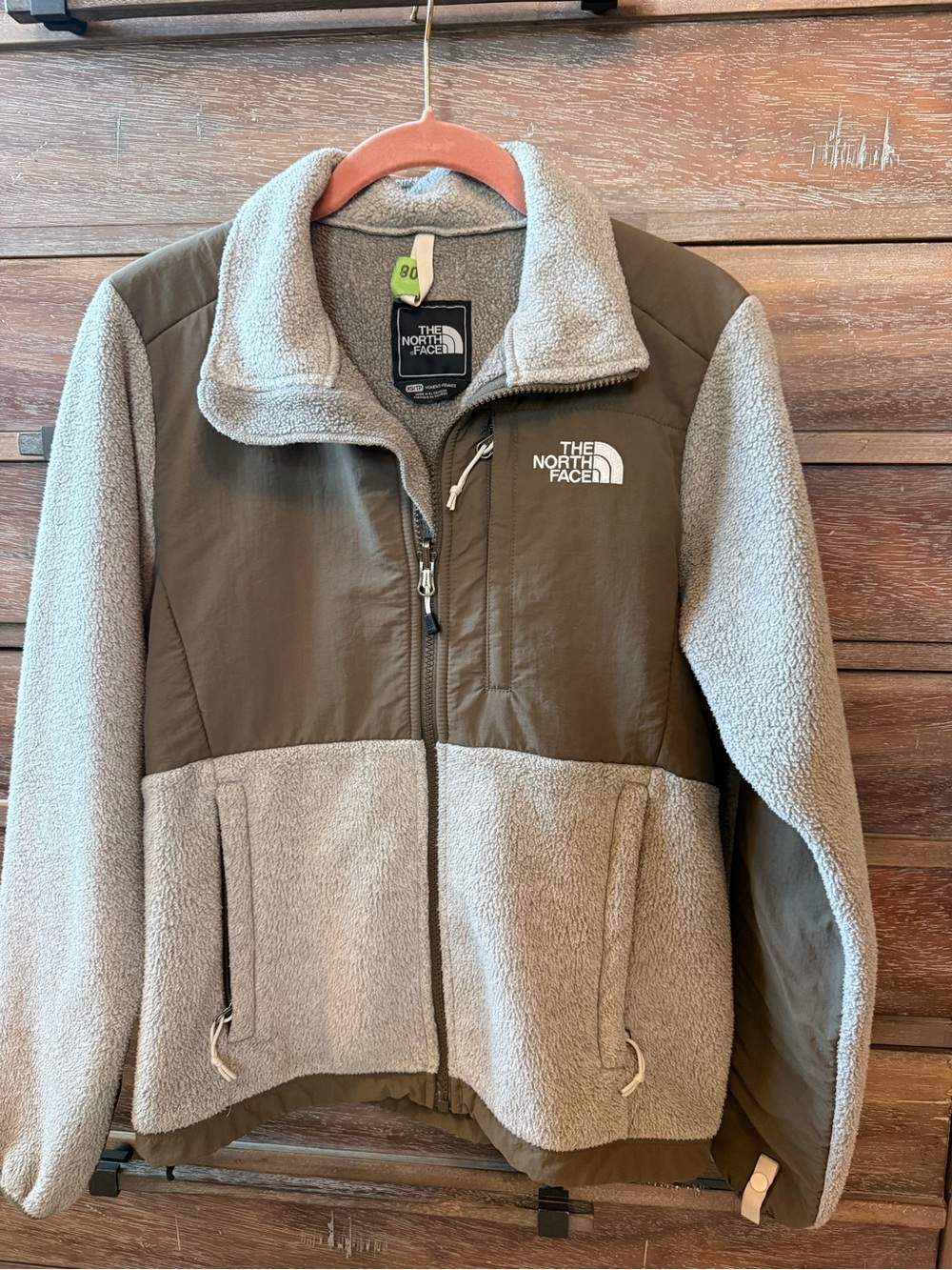 The North Face Olive Green & Light Gray Sherpa Fleece Jacket